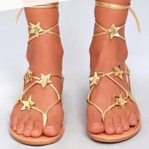 Steve Madden Rose Gold tie up Star Sandals Size 8